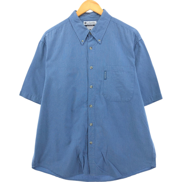 Columbia Sportswear Company Short Sleeve Button Down Check Shirt Men's Size L cotton blue type Vintage Second Hand