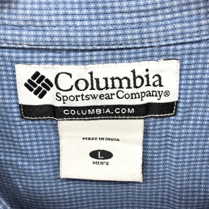 Columbia Sportswear Company Short Sleeve Button Down Check Shirt Men's Size L cotton blue type Vintage Second Hand