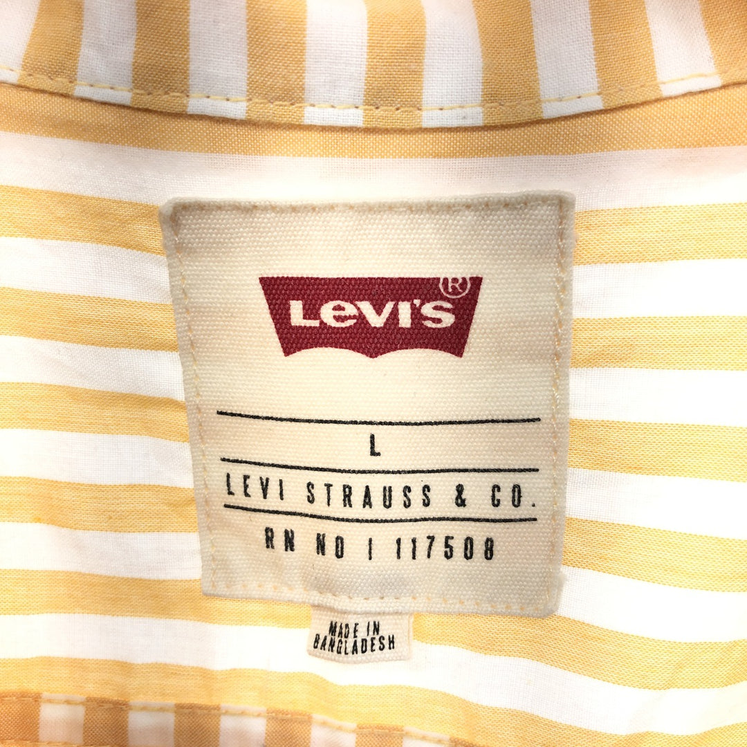 Levi's Stripe Pattern Short Sleeve Open Collar Cotton Shirt Box Shirt Men's L Size cotton orange type Vintage Second Hand