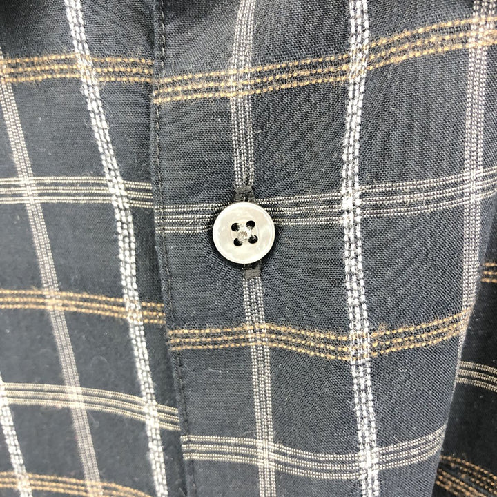 Arrow Check Pattern Short Sleeve Silk Shirt, Box Shirt, Men's XL silk black type Vintage Second Hand