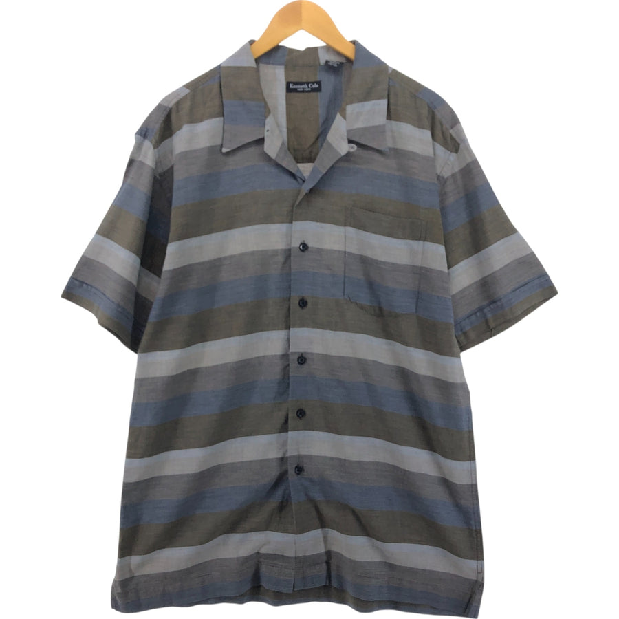 KENNETH COLE Border Pattern Short Sleeve Open Collar Shirt Box