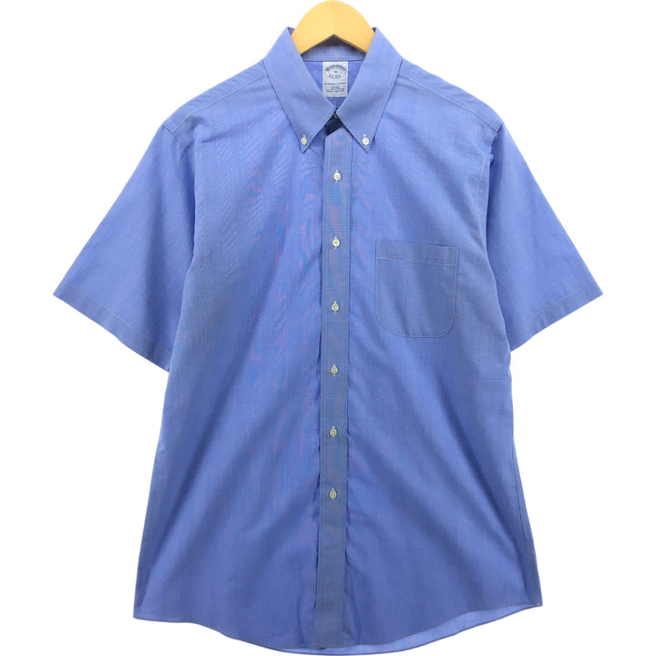 Brooks Brothers Est.1818 Glen Check Short Sleeve Button Down Check Shirt Size 16 Men's L cotton blue type Vintage Second Hand
