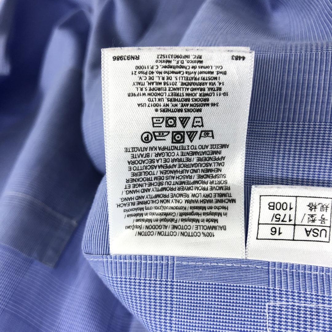 Brooks Brothers Est.1818 Glen Check Short Sleeve Button Down Check Shirt Size 16 Men's L cotton blue type Vintage Second Hand