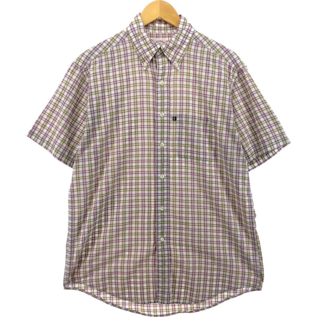 Brooks Brothers 346 short sleeve button-down check shirt, men's size M cotton Red type red-purple Vintage Second Hand