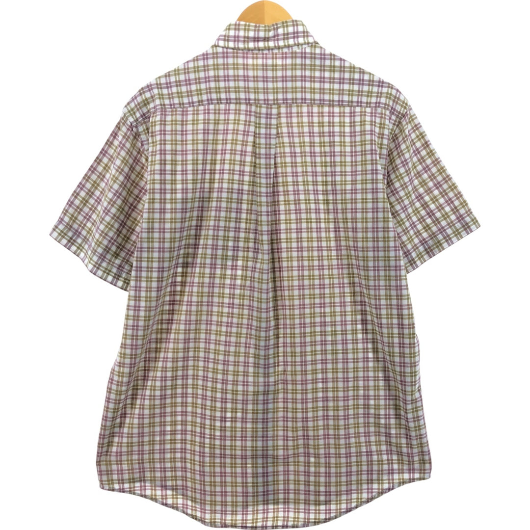 Brooks Brothers 346 short sleeve button-down check shirt, men's size M cotton Red type red-purple Vintage Second Hand