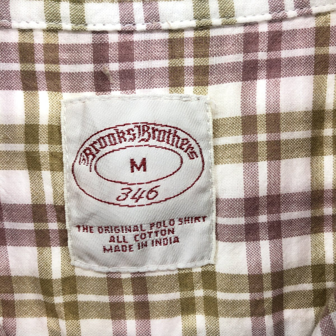 Brooks Brothers 346 short sleeve button-down check shirt, men's size M cotton Red type red-purple Vintage Second Hand