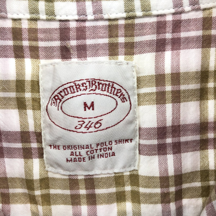 Brooks Brothers 346 short sleeve button-down check shirt, men's size M cotton Red type red-purple Vintage Second Hand