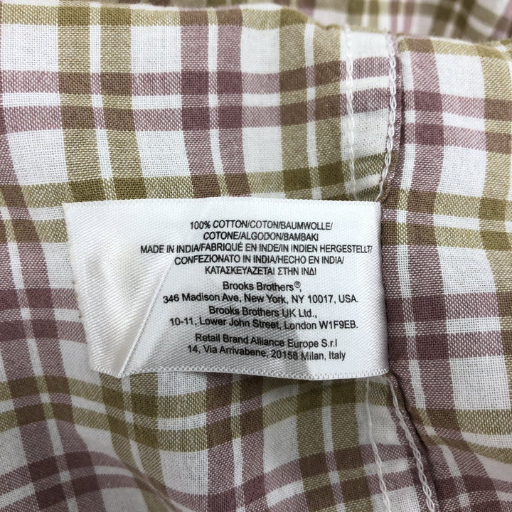 Brooks Brothers 346 short sleeve button-down check shirt, men's size M cotton Red type red-purple Vintage Second Hand