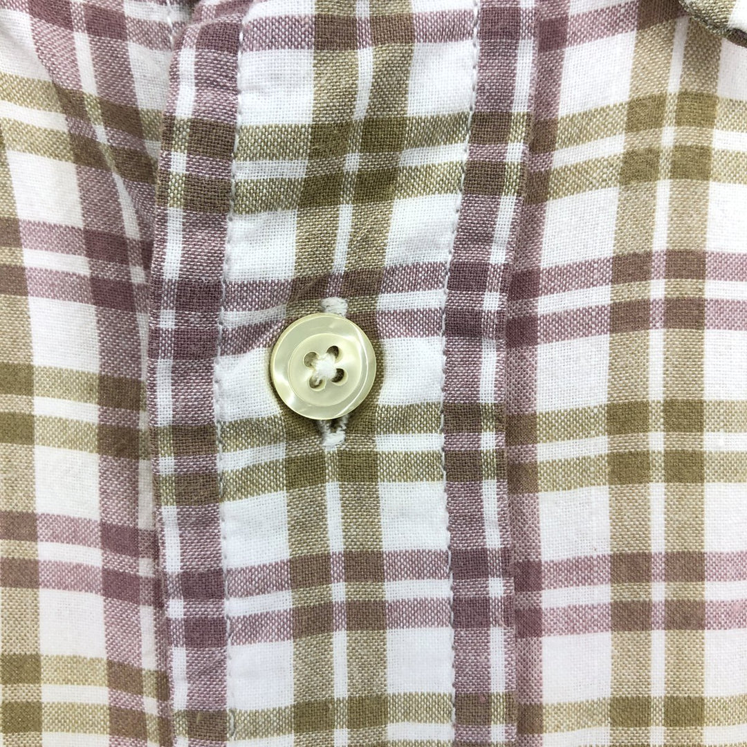 Brooks Brothers 346 short sleeve button-down check shirt, men's size M cotton Red type red-purple Vintage Second Hand