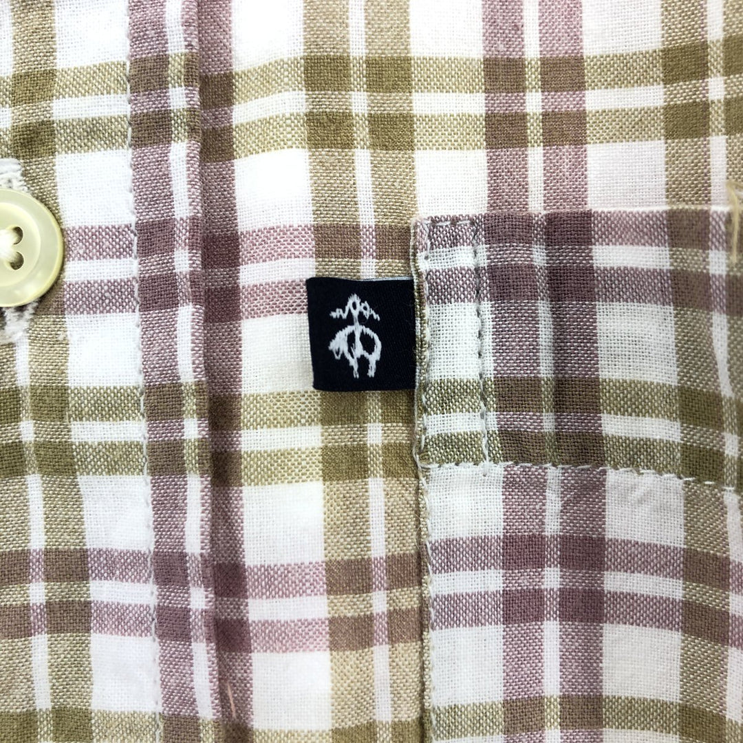 Brooks Brothers 346 short sleeve button-down check shirt, men's size M cotton Red type red-purple Vintage Second Hand