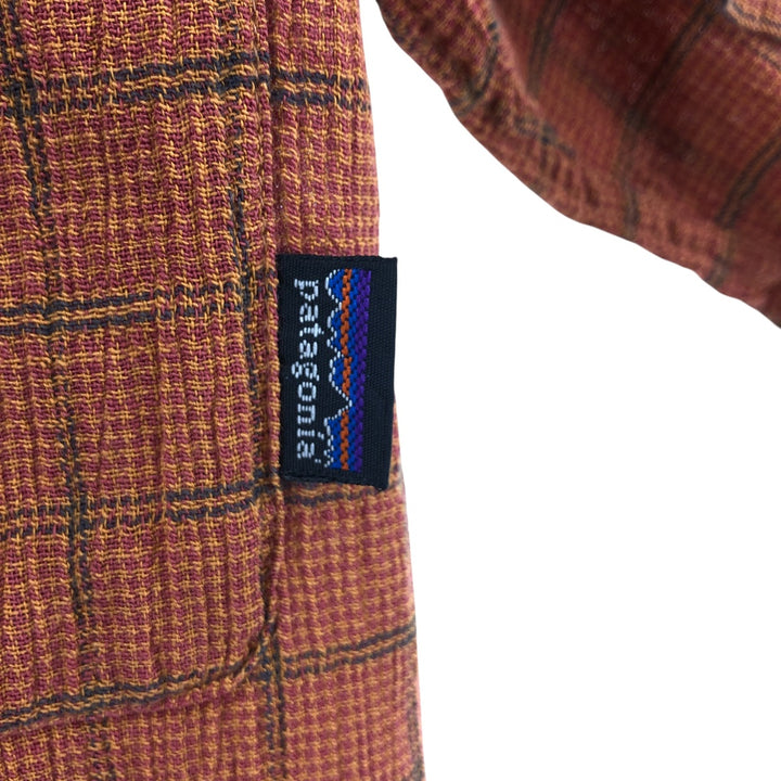 00'S Patagonia Organic Cotton 52917S00 Short Sleeve Cotton Check Shirt Box Shirt Men's Size L Organic cotton red type Vintage Second Hand