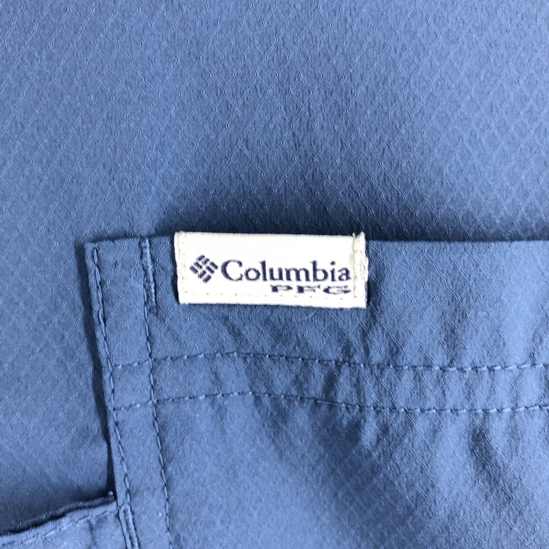 Columbia PFG OMNI-SHADE Ripstop Open Collar Short Sleeve Fishing Shirt Men's XL polyester navy blue type Vintage Second Hand