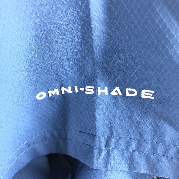 Columbia PFG OMNI-SHADE Ripstop Open Collar Short Sleeve Fishing Shirt Men's XL polyester navy blue type Vintage Second Hand