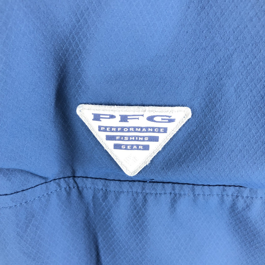 Columbia PFG OMNI-SHADE Ripstop Open Collar Short Sleeve Fishing Shirt Men's XL polyester navy blue type Vintage Second Hand