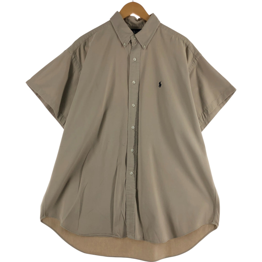 Ralph Lauren BLAKE short sleeve button down shirt, men's XL size cotton ocher yellow type Vintage Second Hand