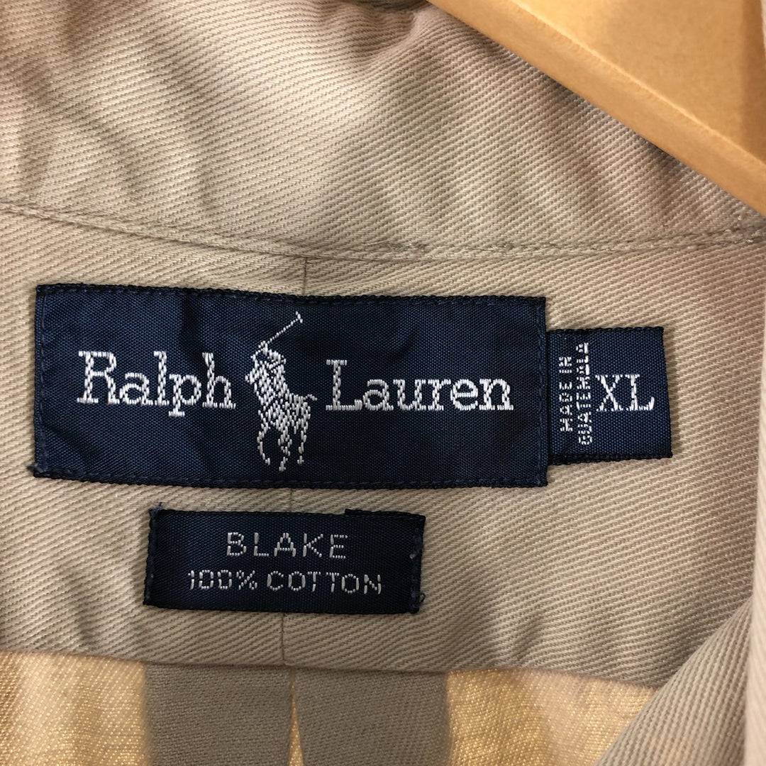 Ralph Lauren BLAKE short sleeve button down shirt, men's XL size cotton ocher yellow type Vintage Second Hand