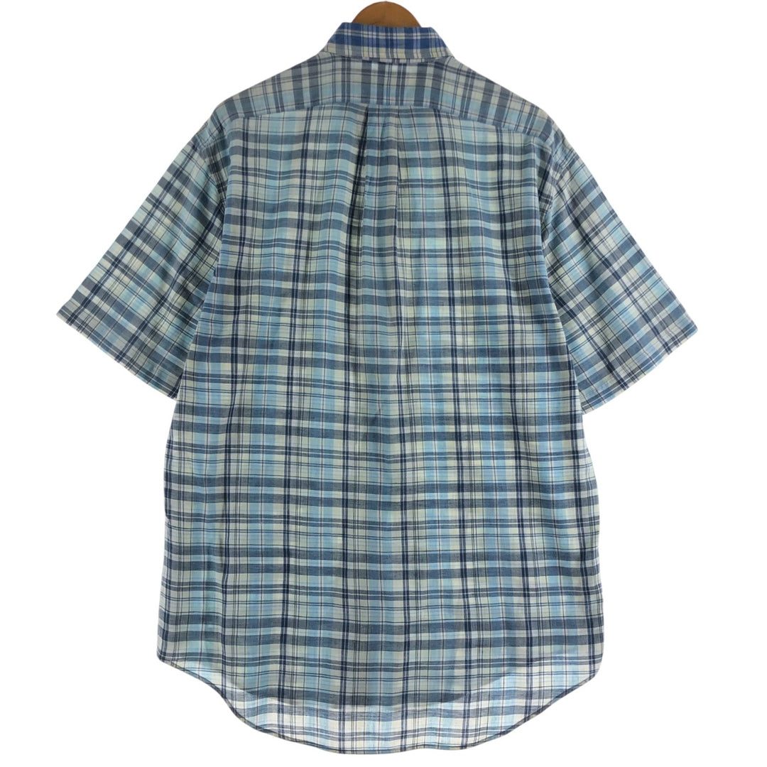 Ralph Lauren BLAKE short sleeve button down check shirt, men's size M cotton blue type Vintage Second Hand