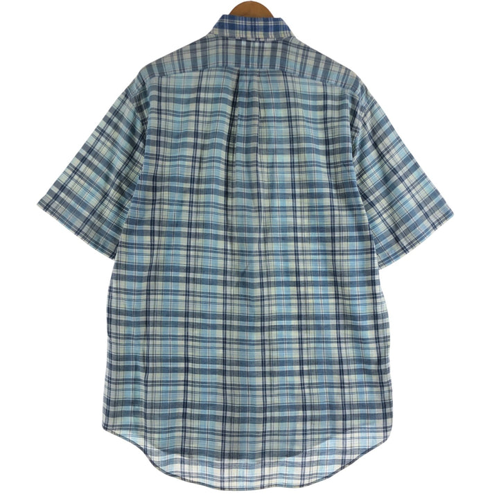 Ralph Lauren BLAKE short sleeve button down check shirt, men's size M cotton blue type Vintage Second Hand