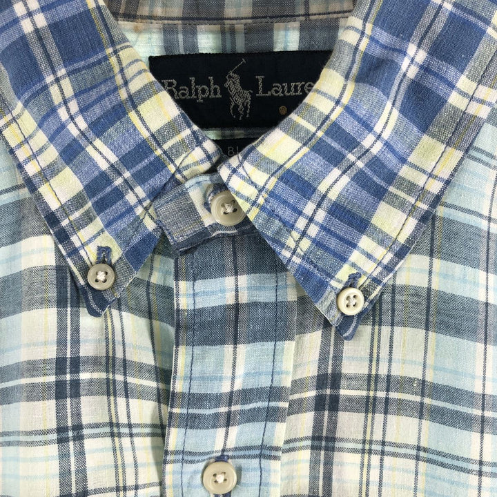 Ralph Lauren BLAKE short sleeve button down check shirt, men's size M cotton blue type Vintage Second Hand