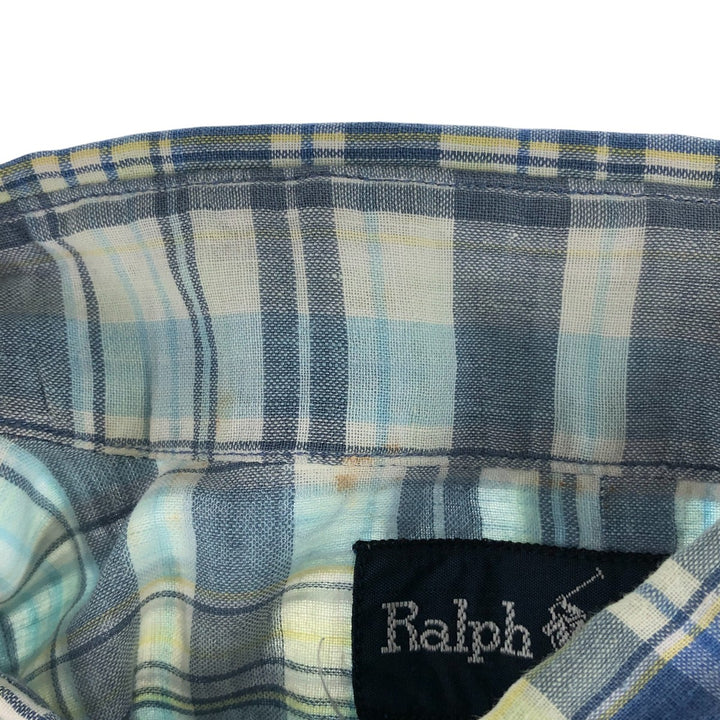 Ralph Lauren BLAKE short sleeve button down check shirt, men's size M cotton blue type Vintage Second Hand