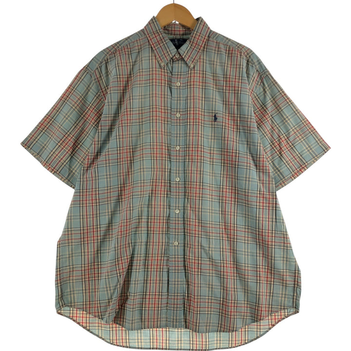 Ralph Lauren BLAKE short sleeve button down check shirt men's XL size cotton Beige type Vintage Second Hand