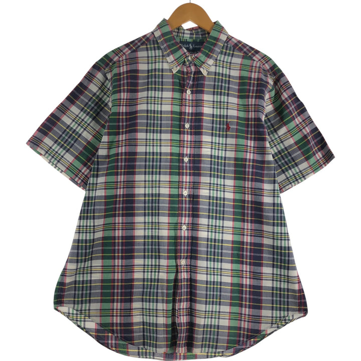 Ralph Lauren Classic Fit short sleeve button down check shirt, men's size XL cotton green type Vintage Second Hand