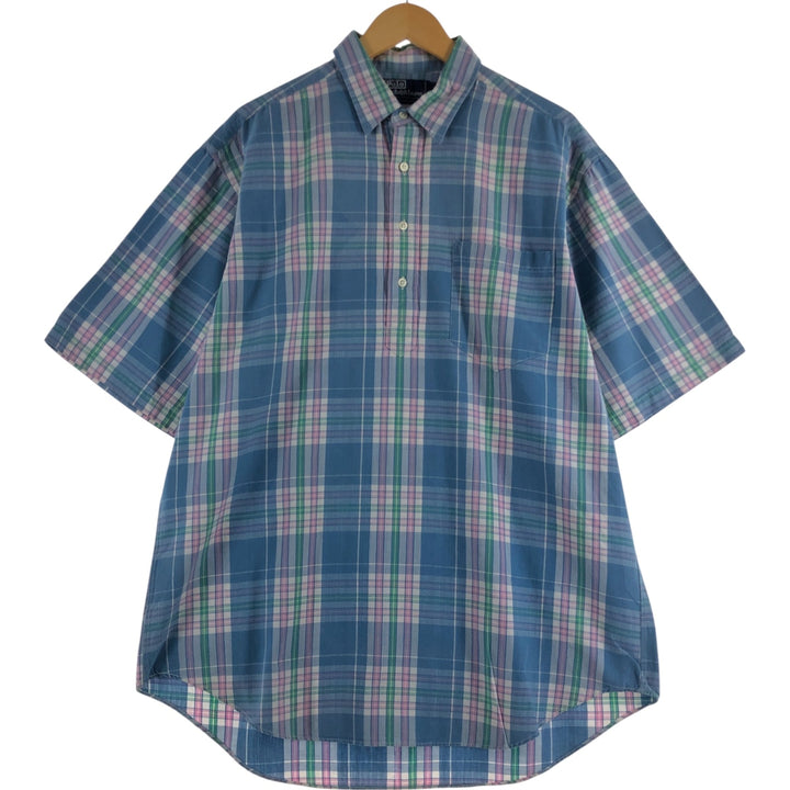 Ralph Lauren POLO by Ralph Lauren short sleeve button down check shirt men's size L cotton blue type Vintage Second Hand