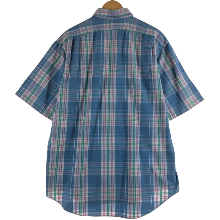 Ralph Lauren POLO by Ralph Lauren short sleeve button down check shirt men's size L cotton blue type Vintage Second Hand