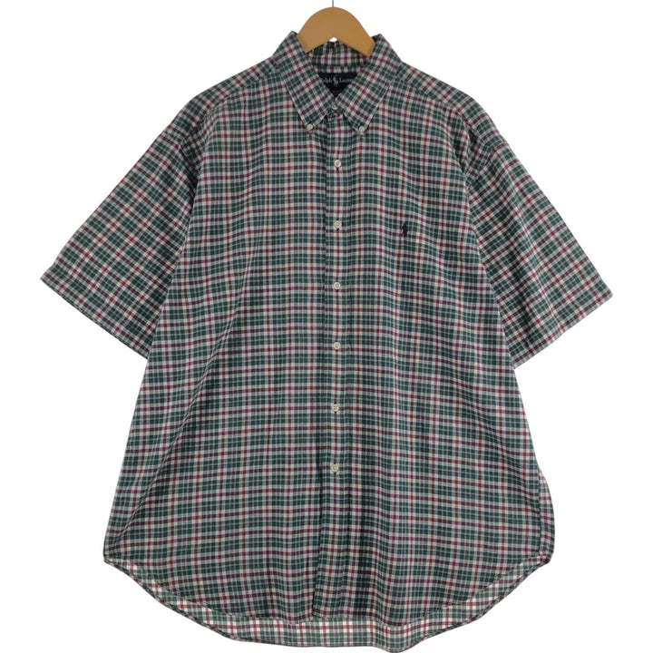 Ralph Lauren BLAKE short sleeve button down check shirt men's XL size cotton green type Vintage Second Hand