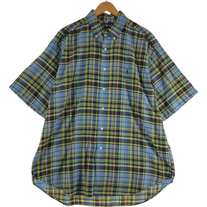 Ralph Lauren BLAKE short sleeve button down check shirt men's XL size cotton blue type Vintage Second Hand