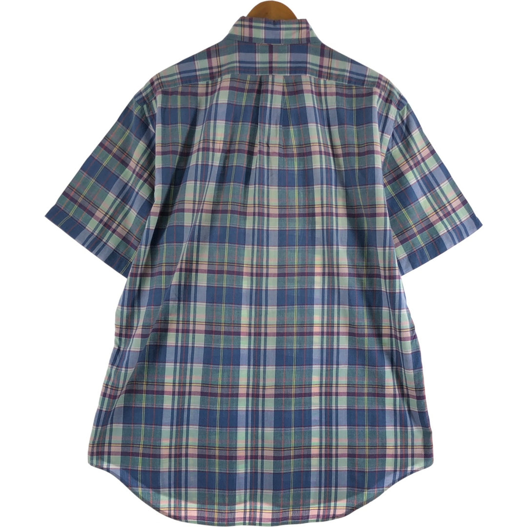 Ralph Lauren BLAKE short sleeve button down check shirt, men's size M cotton blue type Vintage Second Hand