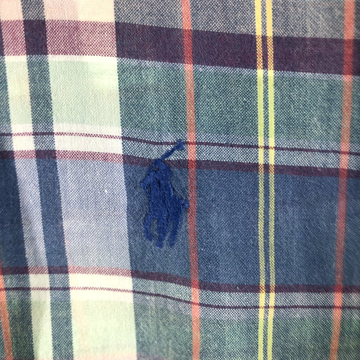 Ralph Lauren BLAKE short sleeve button down check shirt, men's size M cotton blue type Vintage Second Hand