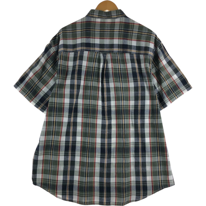 Ralph Lauren CHAPS short sleeve button down check shirt men's XL size cotton Khaki type sage green Vintage Second Hand