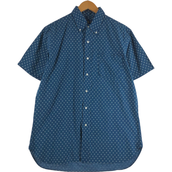 Ralph Lauren all-over print short-sleeve button-down shirt, men's size M cotton Navy blue Vintage Second Hand