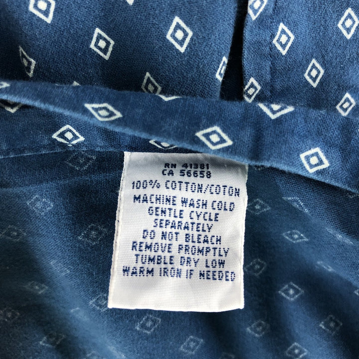 Ralph Lauren all-over print short-sleeve button-down shirt, men's size M cotton Navy blue Vintage Second Hand