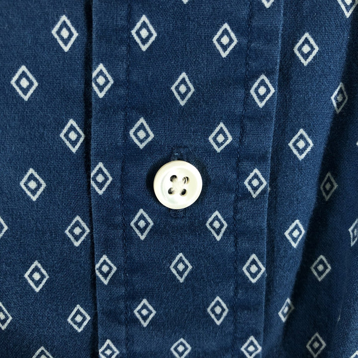 Ralph Lauren all-over print short-sleeve button-down shirt, men's size M cotton Navy blue Vintage Second Hand