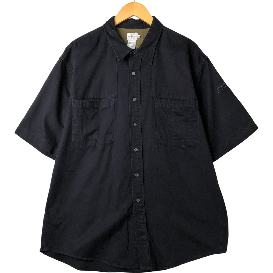 90'S Calvin Klein short sleeve cotton shirt, men's XL size, vintage cotton black type Vintage Second Hand