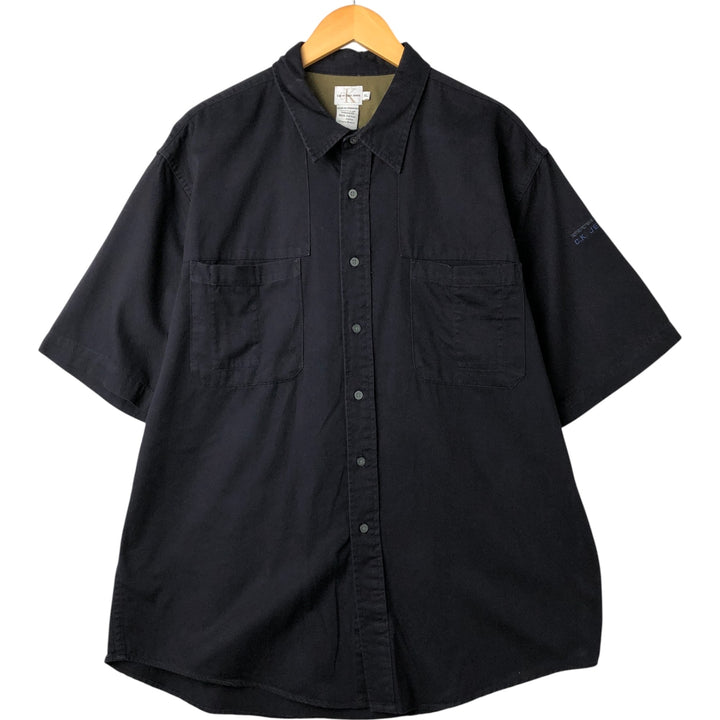 90'S Calvin Klein short sleeve cotton shirt, men's XL size, vintage cotton black type Vintage Second Hand
