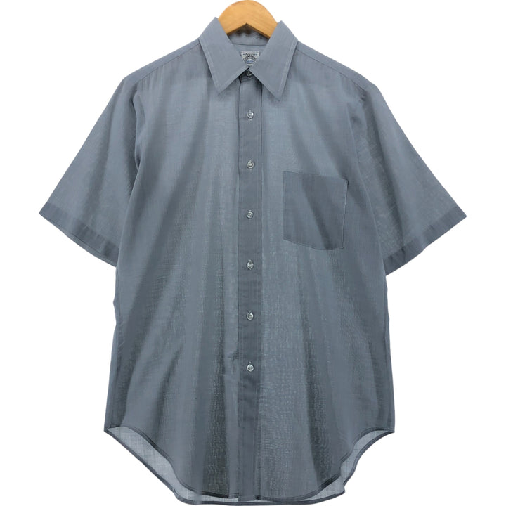 70'S Arrow Short Sleeve Polycotton Shirt with Collar Pad, Made in USA, Men's M Size, Vintage polyester Blue type light blue Vintage Second Hand