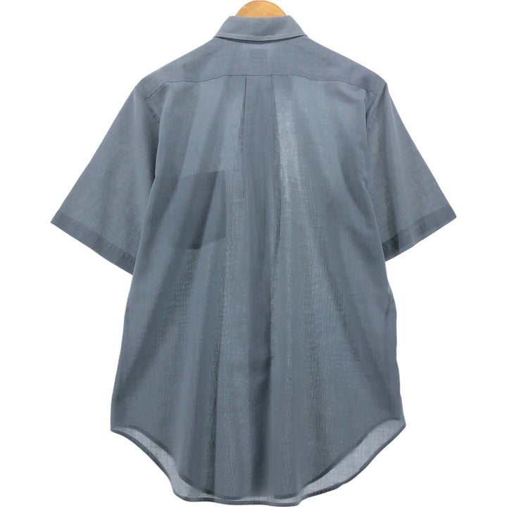 70'S Arrow Short Sleeve Polycotton Shirt with Collar Pad, Made in USA, Men's M Size, Vintage polyester Blue type light blue Vintage Second Hand