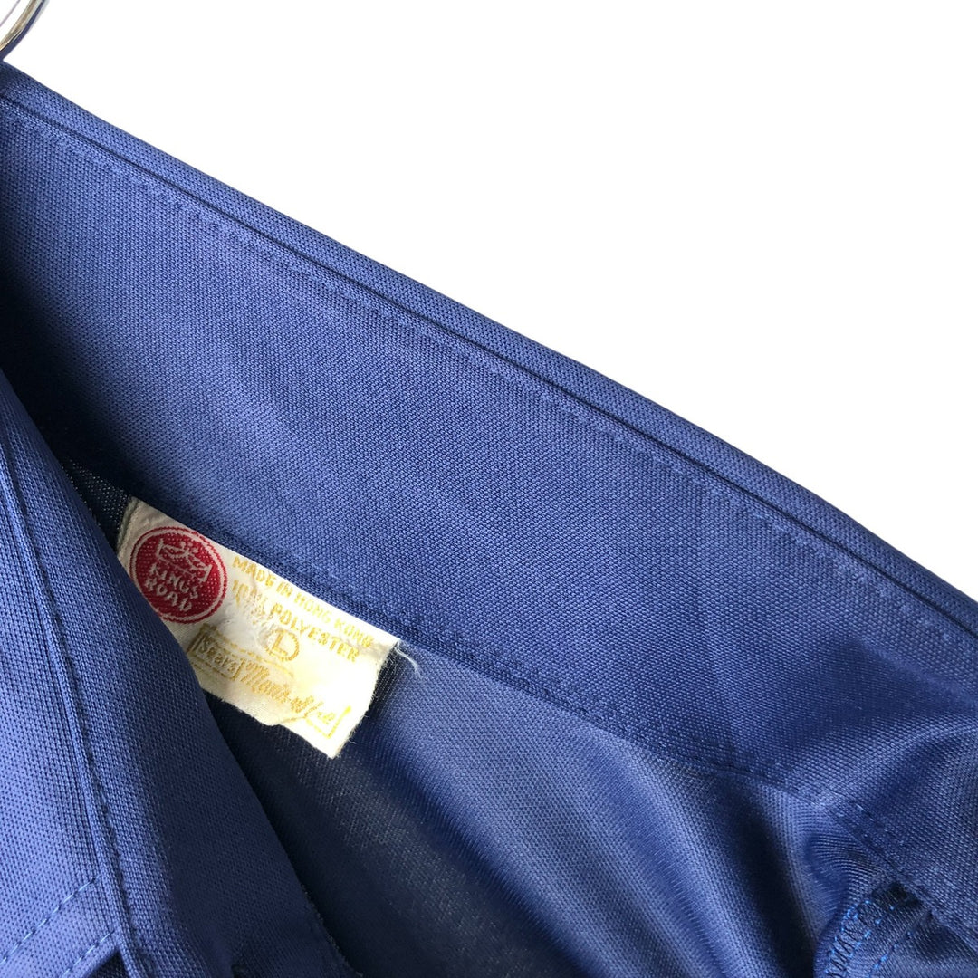 70's Sears short sleeve poly shirt, men's size L polyester navy blue type Vintage Second Hand