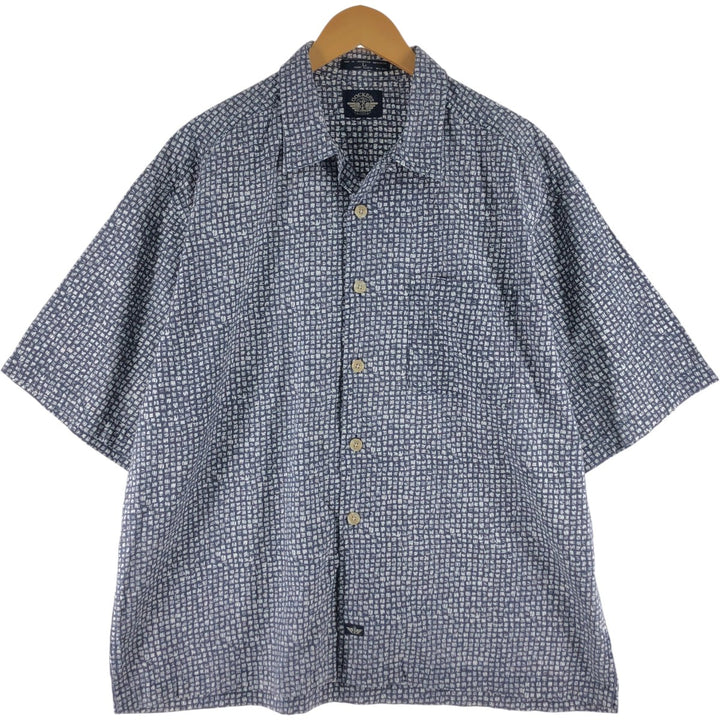 Dockers All-over print short-sleeve open-collar cotton shirt, box shirt, men's size L cotton gray type Vintage Second Hand