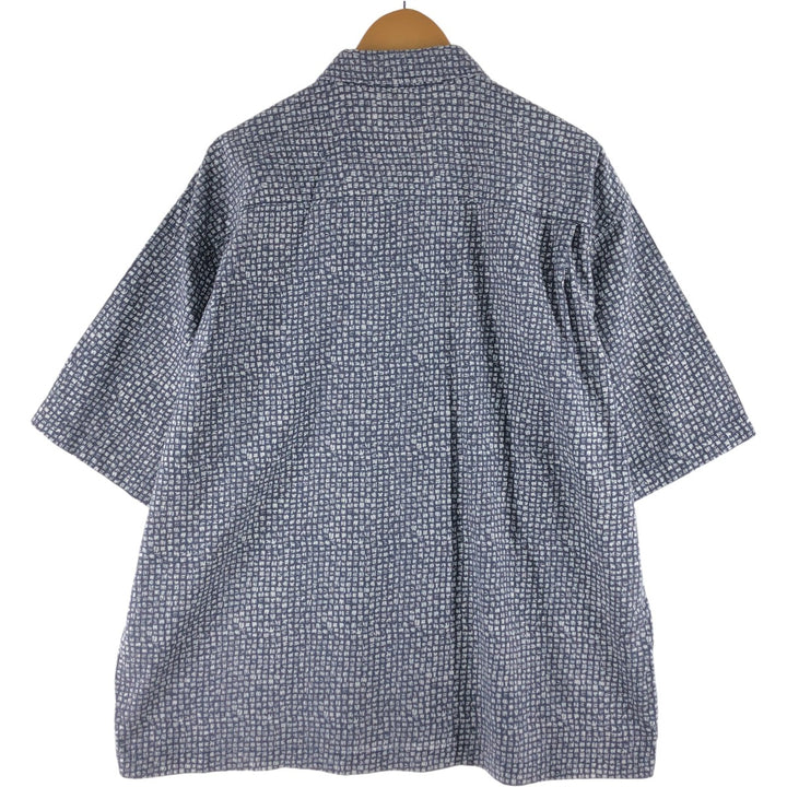 Dockers All-over print short-sleeve open-collar cotton shirt, box shirt, men's size L cotton gray type Vintage Second Hand
