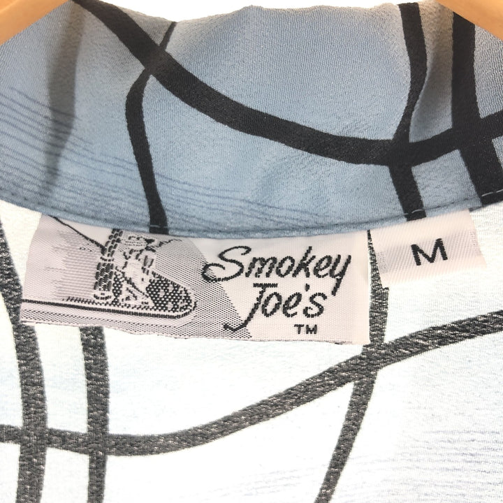 SMOEY JOES All-over Print Short Sleeve Open Collar Polyester Shirt Box Shirt Made in USA Men's M Size polyester Blue type light blue Vintage Second Hand