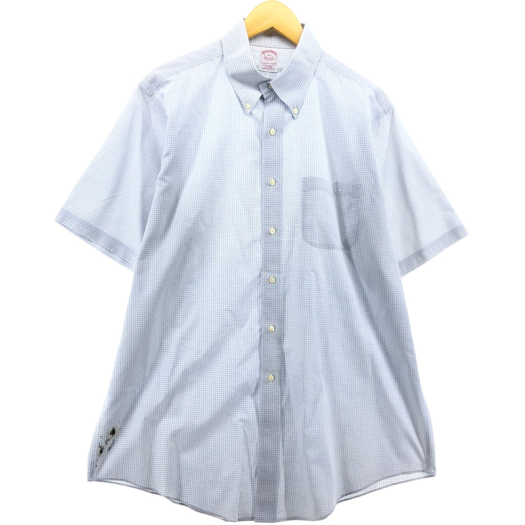 Brooks Brothers Est.1818 Short Sleeve Button-Down Check Shirt, Men's Size L cotton white type Vintage Second Hand