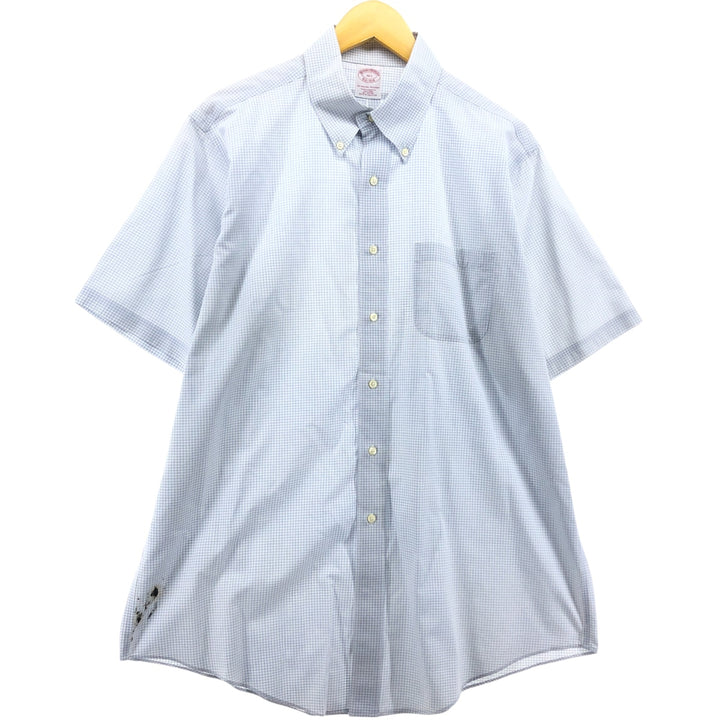 Brooks Brothers Est.1818 Short Sleeve Button-Down Check Shirt, Men's Size L cotton white type Vintage Second Hand