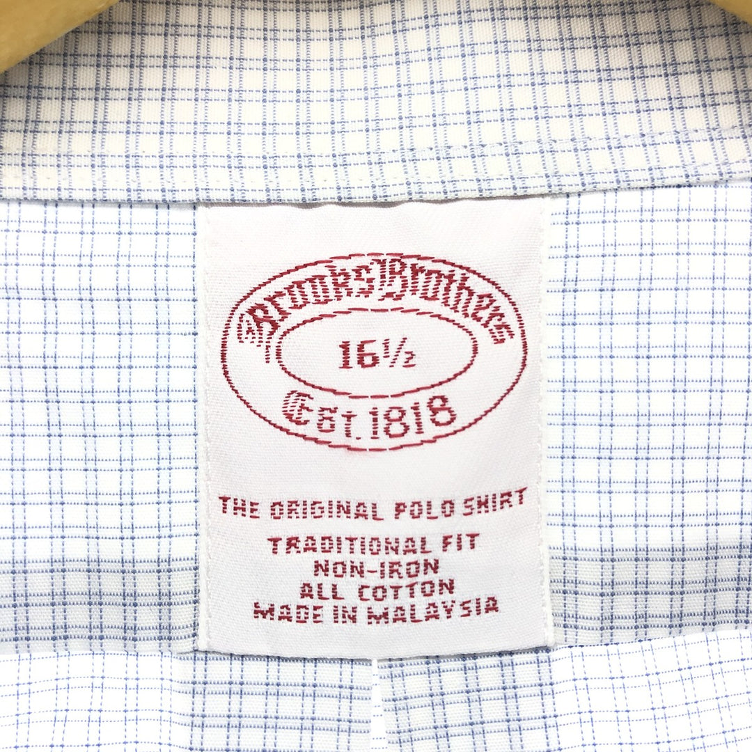 Brooks Brothers Est.1818 Short Sleeve Button-Down Check Shirt, Men's Size L cotton white type Vintage Second Hand