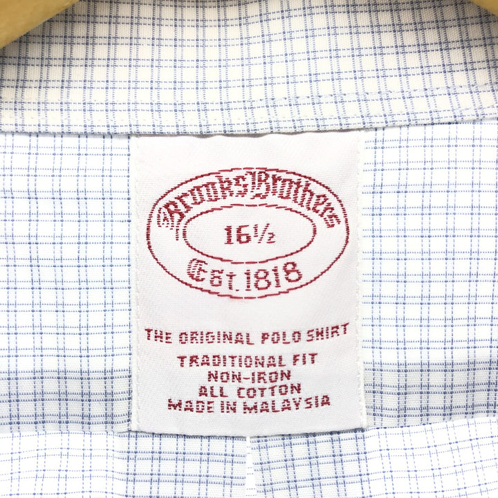Brooks Brothers Est.1818 Short Sleeve Button-Down Check Shirt, Men's Size L cotton white type Vintage Second Hand