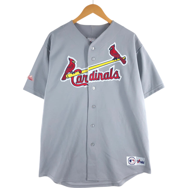 00'S Majestic St. Louis Cardinals Game Shirt Baseball Shirt Men's XL Size polyester gray type Vintage Second Hand