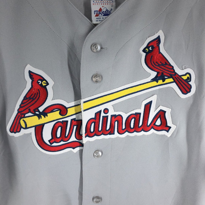 00'S Majestic St. Louis Cardinals Game Shirt Baseball Shirt Men's XL Size polyester gray type Vintage Second Hand